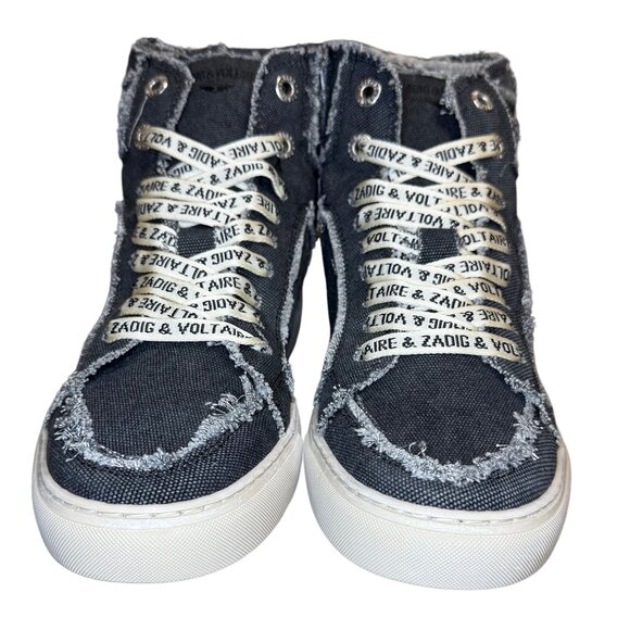 Zadig & Voltaire High Flash Canvas Noir Sneakers New in Box - Picture 4 of 11